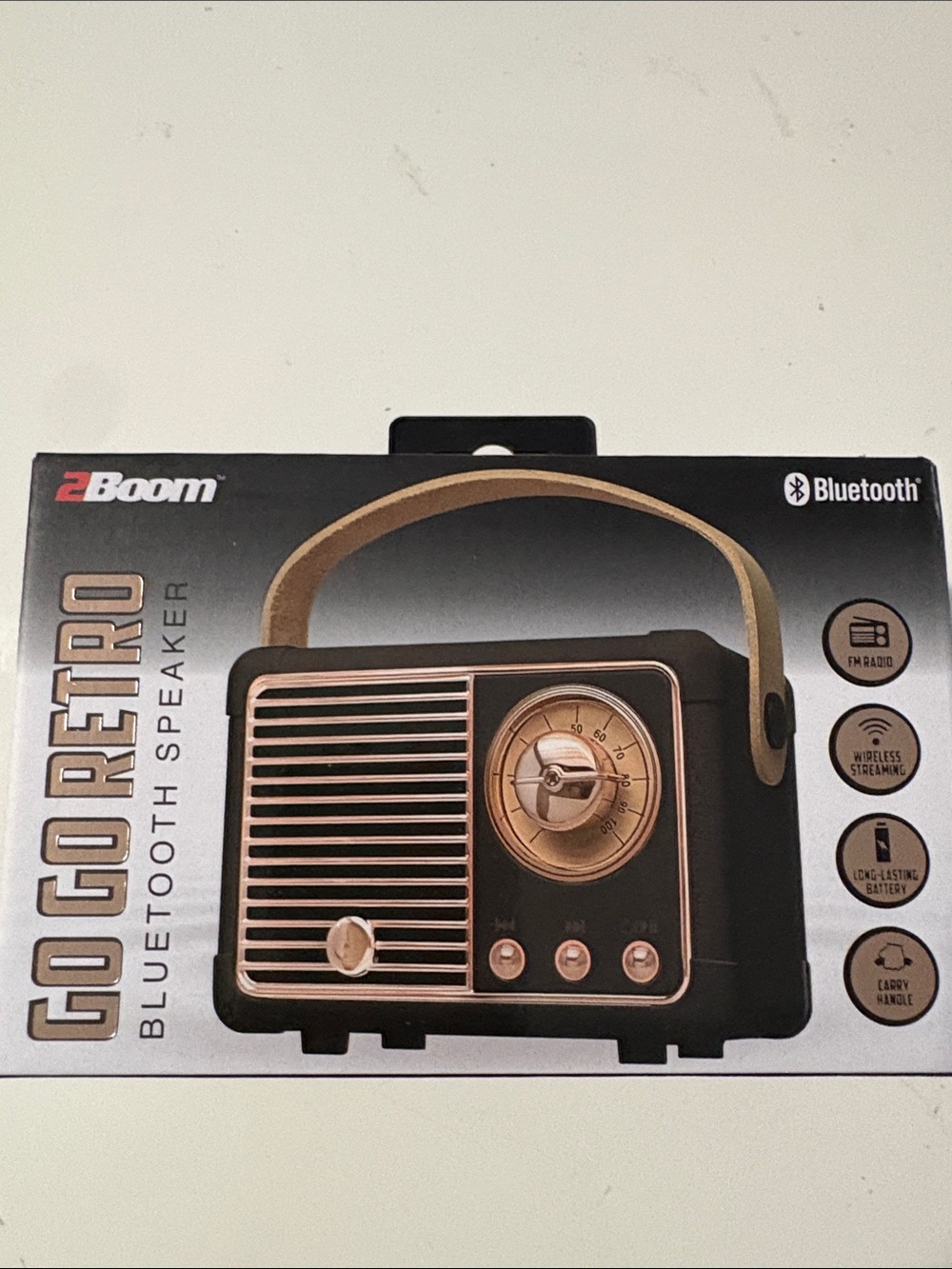 GoGo Retro Bluetooth Speaker - Black with Gold Trim